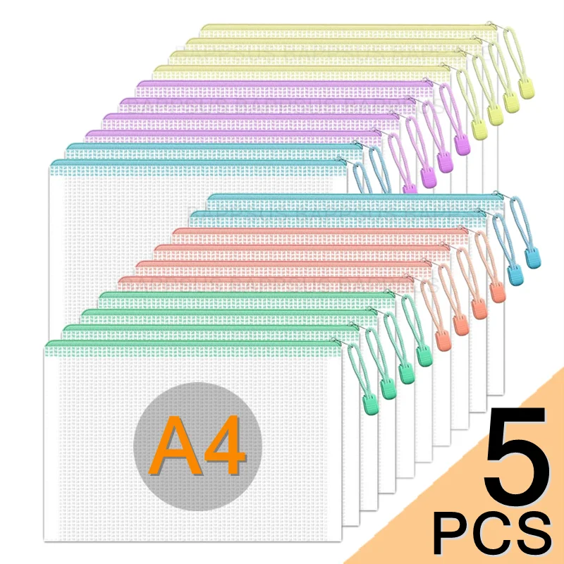 A4 Mesh Rits Zakje Waterdicht Pvc Document Pouch Bestand Organizer Grote Capaciteit Archiefmap Voor Kantoor Student Opbergtas