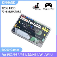 Kinhank Portable External Game HDD Batocera38 320G Hard Drive For PS2/PSP/PS1/SS/N64/Wii/WiiU with 60000 Retro Video Game