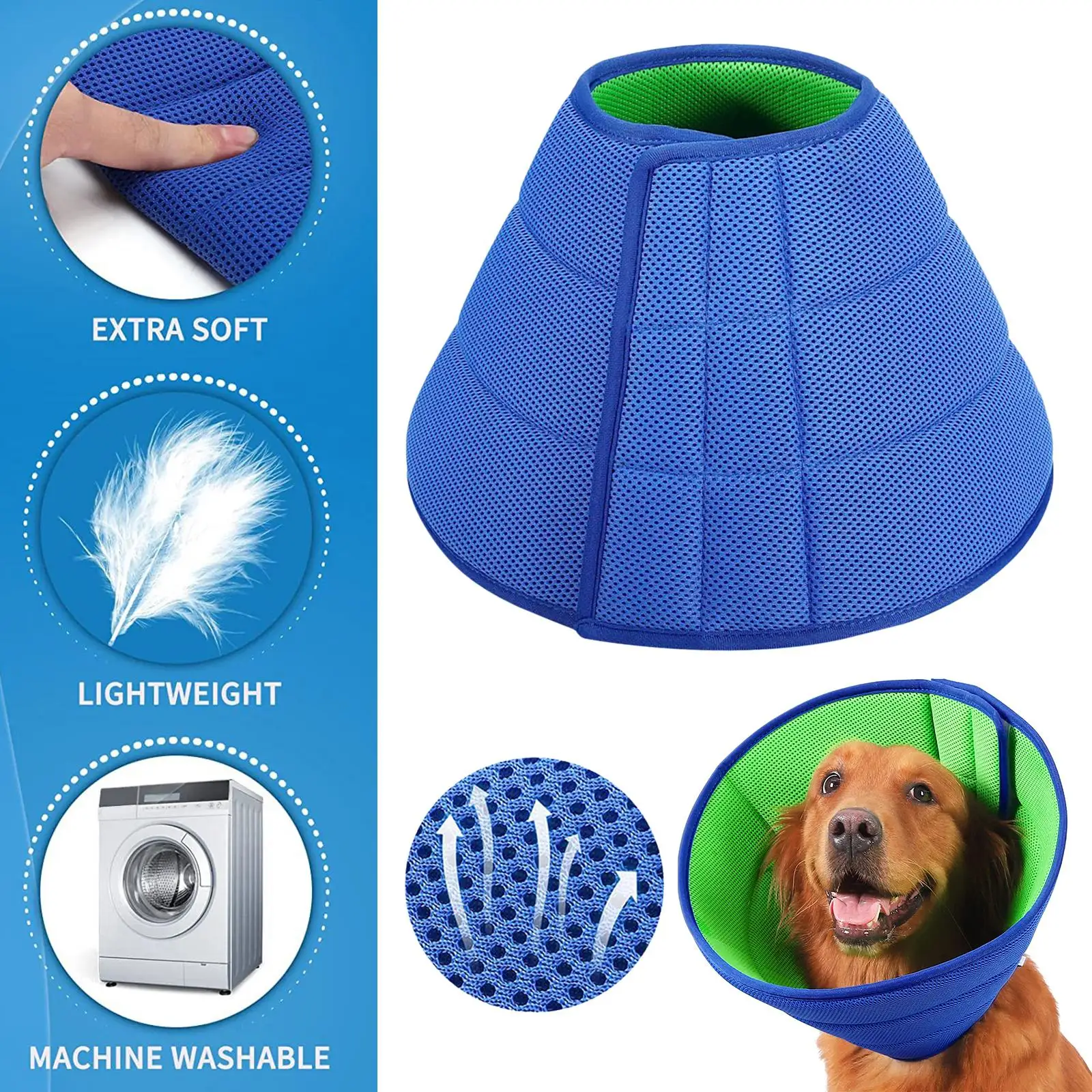 Dog Cone Collar Protective Wound Prevent Biting Scratching from Licking Recovery Collar for Large Medium Small Dog After Surgery