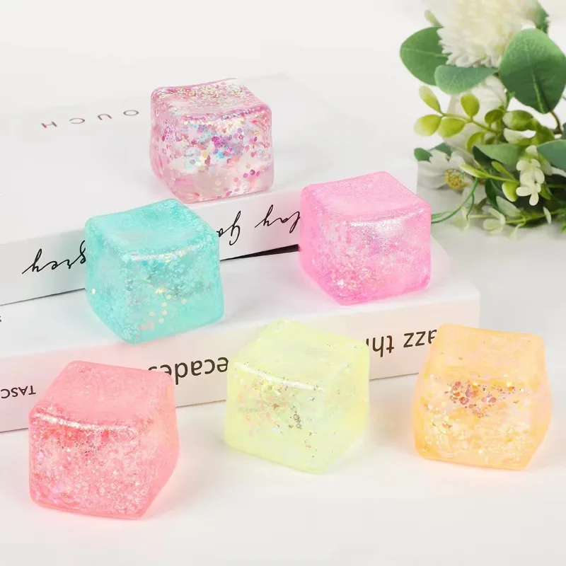 4Pcs Viral Xiaohongshu Ice Cube Maltose Squeeze Toy Soft Square Squishy Stress Relief Fidget Decompression Toy