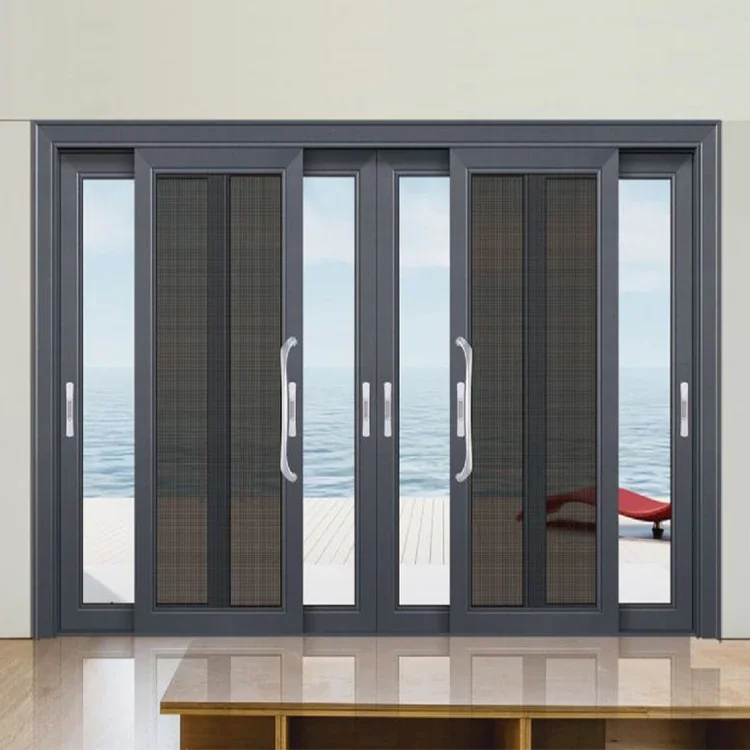 Modern Aluminum Mosquito Net Door Design Customized Aluminum Insulation Glass with Mosquito Net Sliding Door