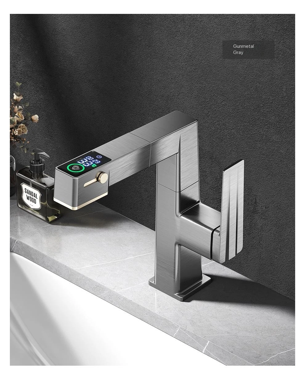 

Household Hotel Project Kitchen Bathroom Public Toilet Display Screen Digital Display Lift-Up Pull-Out Hot and Cold Water Faucet Washbasin Sink Bathroom Cabinet Sink Faucet