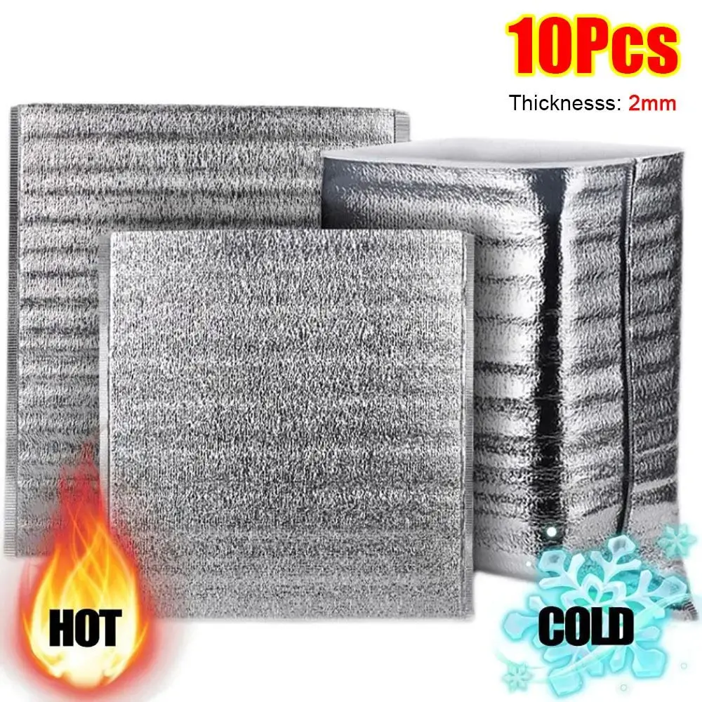 10Pcs/Pack Ice Cold Warm Aluminum Foil Bag Food Thermal Packing Insulation Bag Delivery Carrier 2mm Cooler Bag Drink Storage