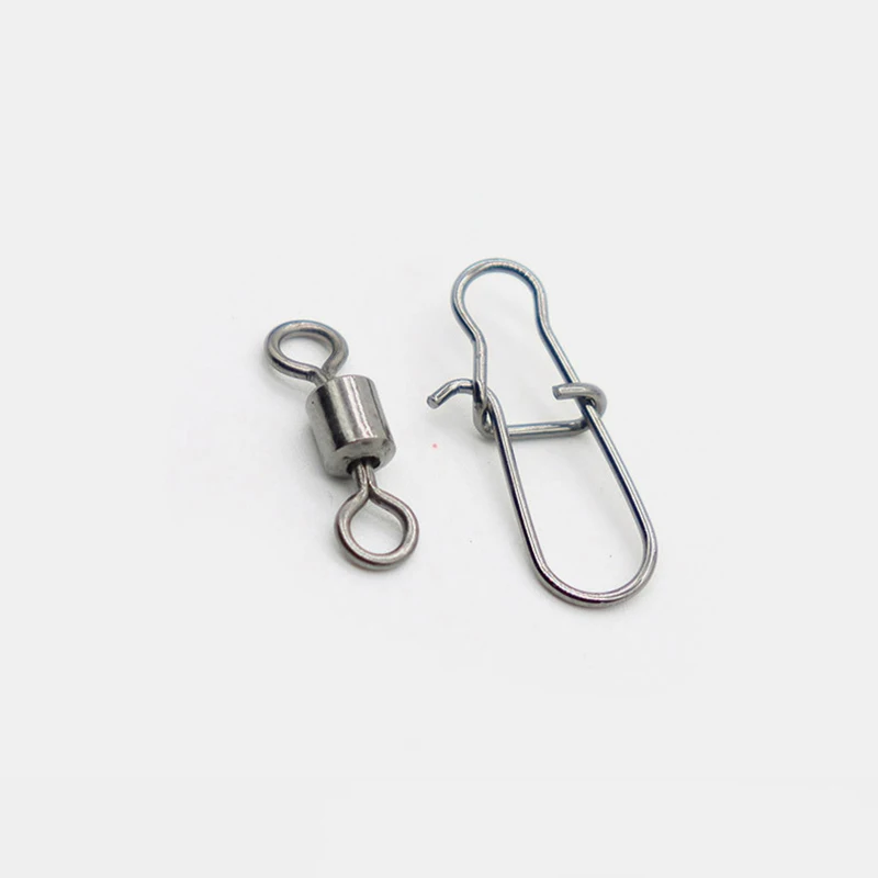 40 PCs Stainless Steel Fishing Connector Pin Bearing Rolling Swivel Snap In Box Fishing Tackle Accessories For Lure Hook