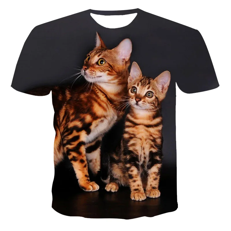 New Summer 3d Printing Cute Cat Short Sleeve Shirt Men And Women Casual Streetwear Sports Breathable Thin Translucent T-shirt