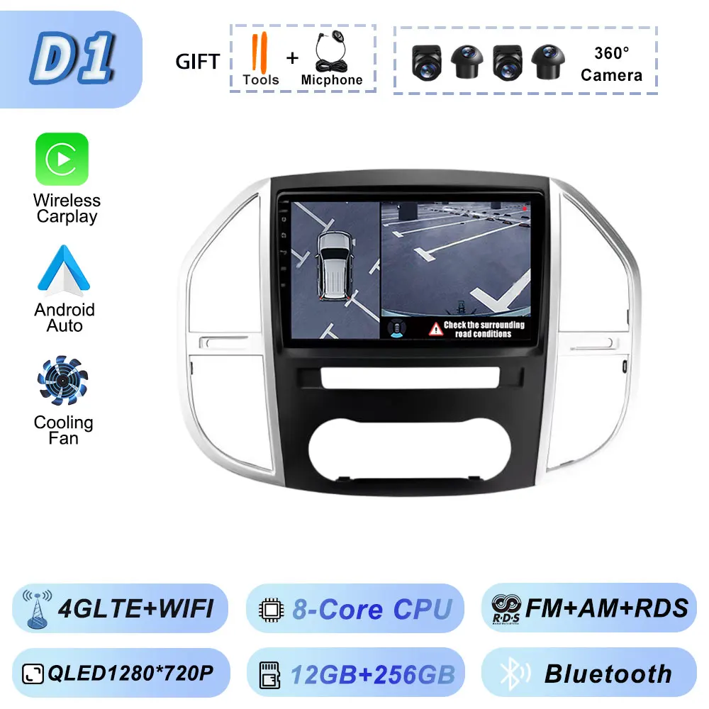 Android Auto WIFI Autoraido Intelligente Systemen DVD Autoradio Head Unit Draadloos Voor Mercedes Benz Vito 3 W447 2014-2020 CarPlay