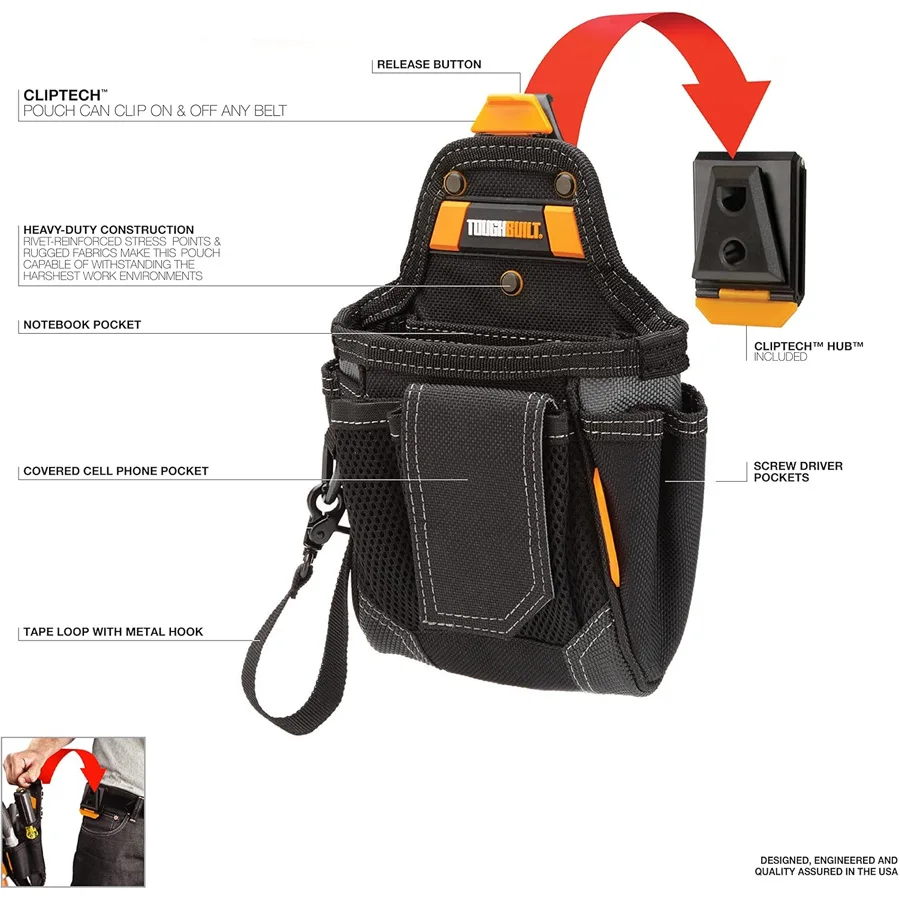 Imagem -02 - Toughbuilt-multi Bolso Ferramenta Pouch Organizador Heavy Duty Armazém Pouch Tb-ct32-a