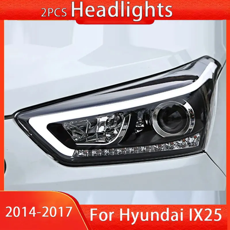 

Автомобильные фары для Hyundai IX25, светодиодные фары 2014-2018 ix25, фары Drl, линзы проектора, автомобильные аксессуары