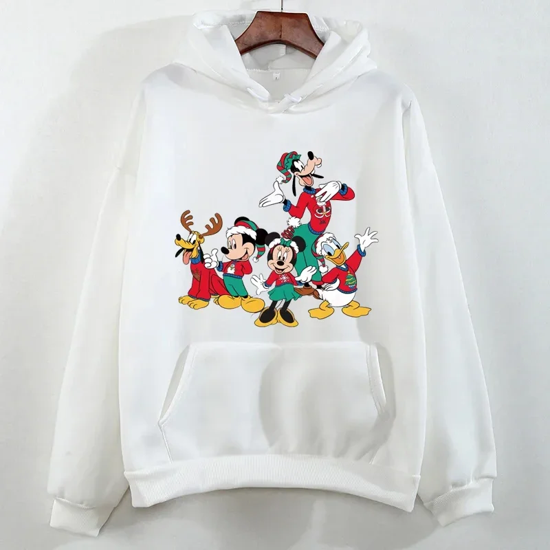 Merry Christmas Minnie Mouse Printed Hoodies Cartoon Clothes Harajuku Women Hoodie Casual Round Neck Pullover Sweatshirts Tops