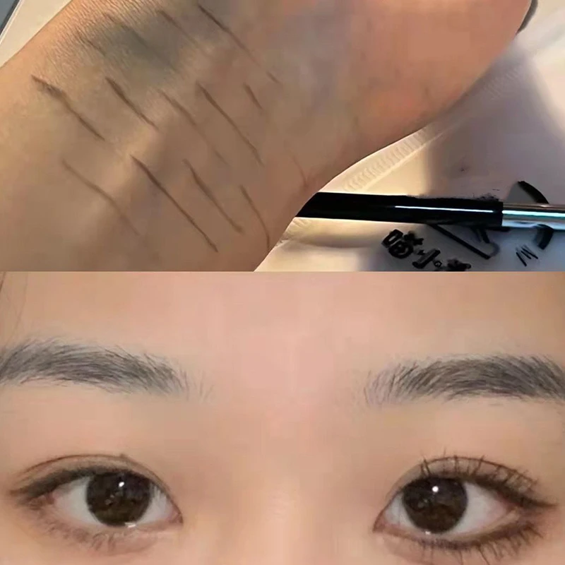 2pcs Angled Blade Brush Professional Makeup Tool Eyeliner Eyebrow Sleeper Eyelid Ultra Thin Fine Flat Lower Puff Women Beauty