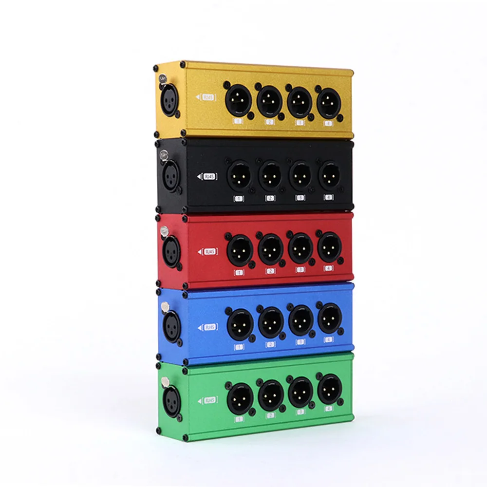 1x4 XLR Balanced Audio Splitter 3Pin 1 Input 4 Output Audio Signal Splitter Box No Power Needed Supply Audio Distribution