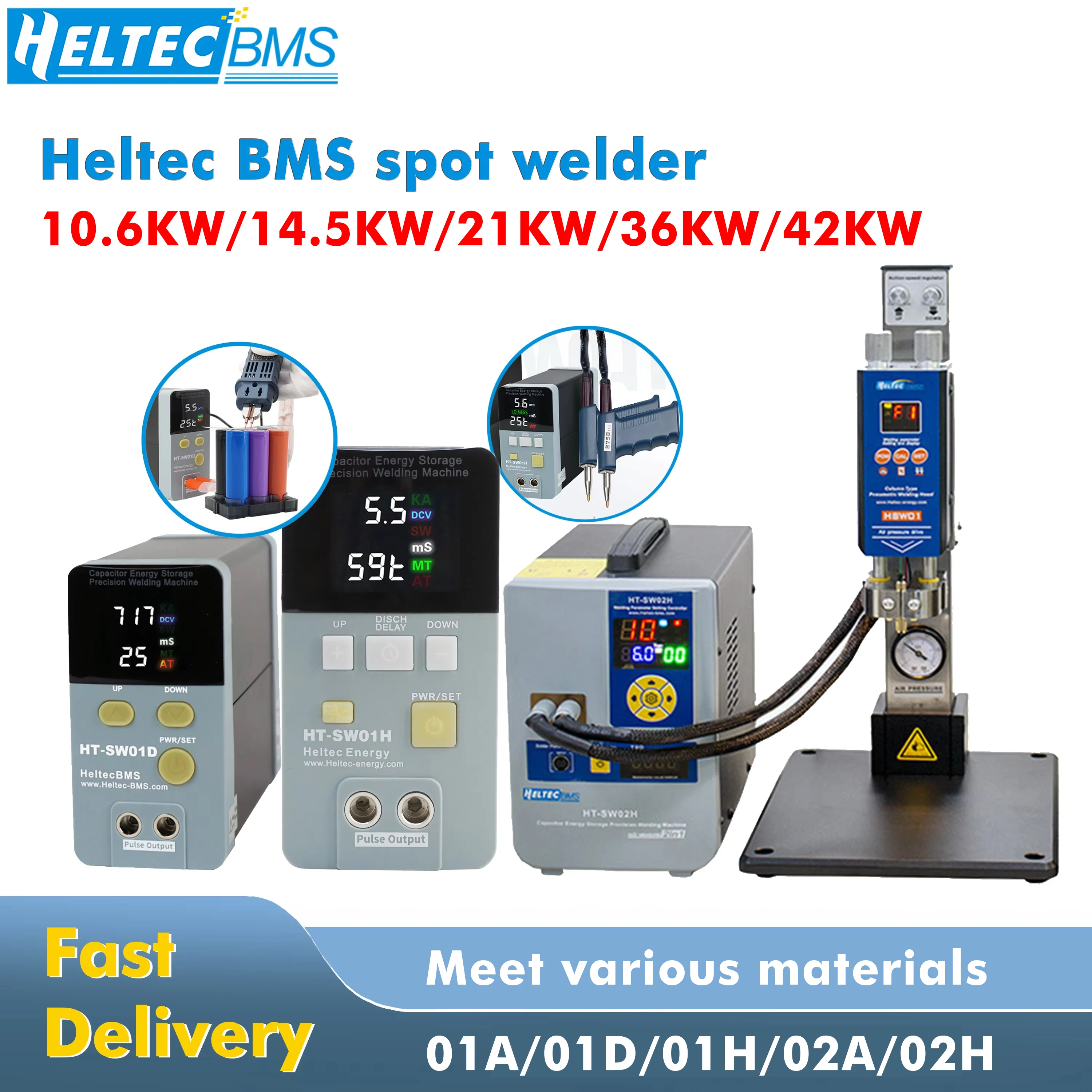 Heltec Capacitor Energy-Storage Precision Pulse Spot Welder 10.6/14.5/19.8KW Aluminum to Nickel Spot Welding Machine