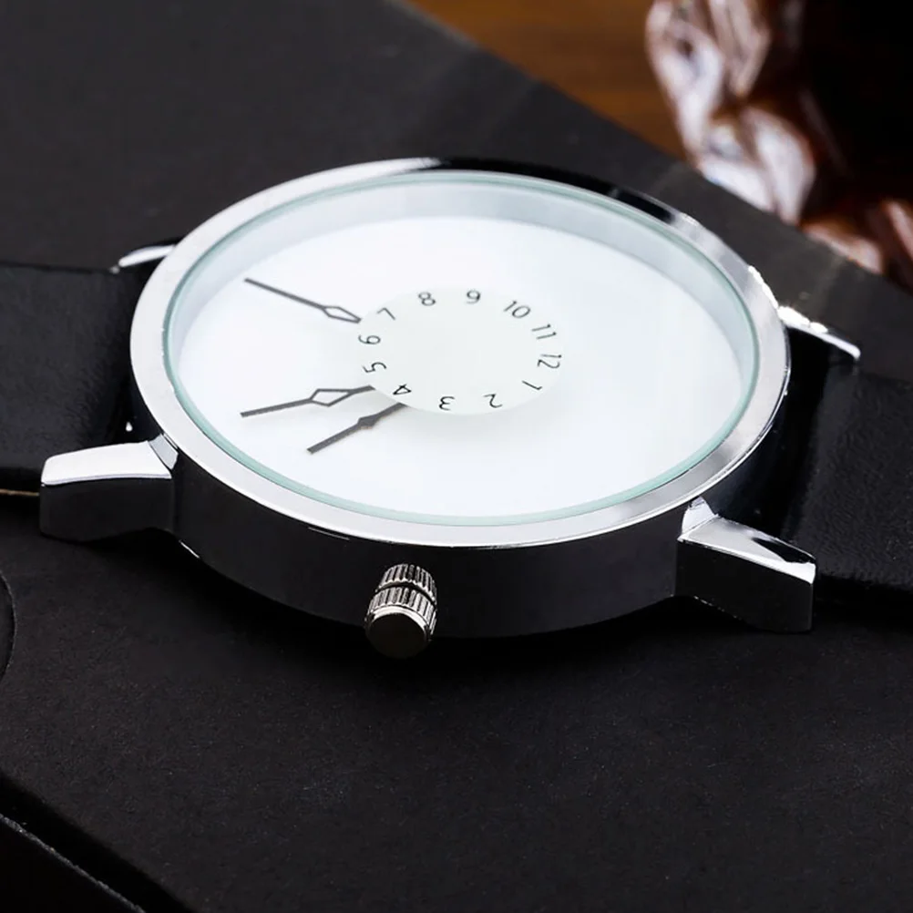 

Quartz Watch Women Men Student Watches Waterproof Wrist Casual PU Strap Black White Small Reversible Dial