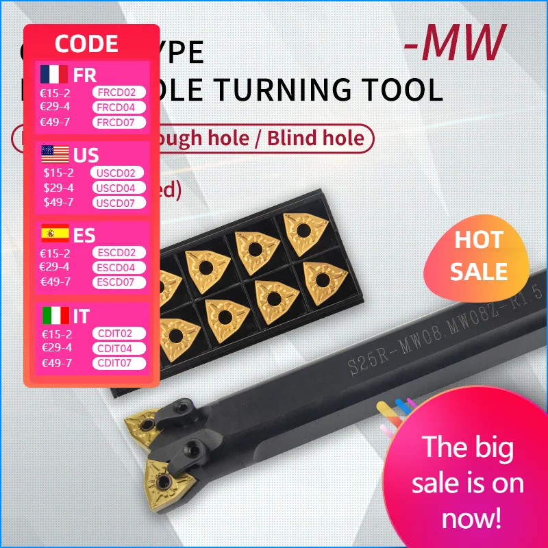 

S25R/S32S-MW08R/L -MW0804-H -SCLCR09-H lathe tool boring bar tool holder hole inner hole composite CNC tool bar WNMG/CCMT insert