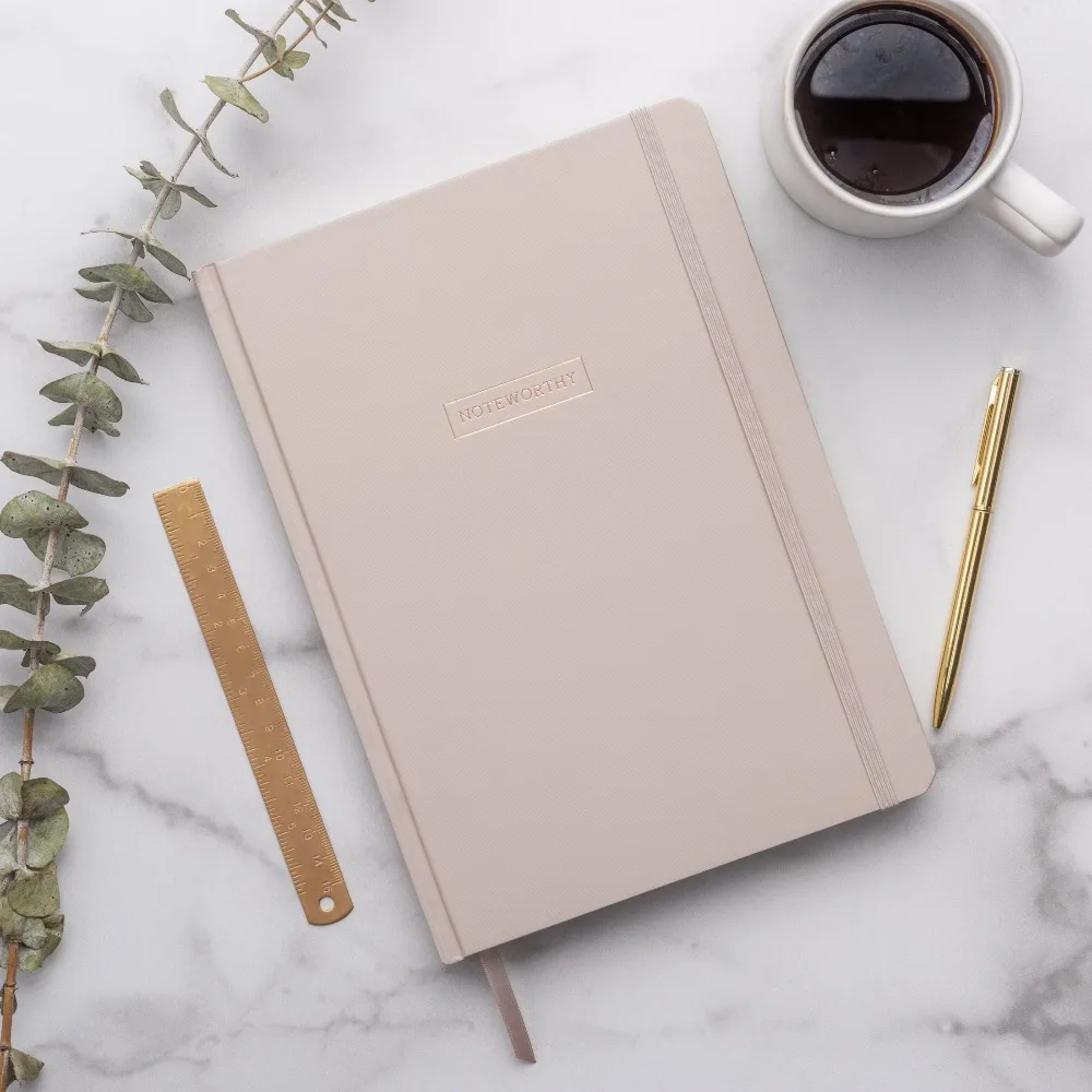 

Hardcover Lined Journal Notebook 7.5 x 10.25 Inches 200 Pages Taupe Color Writing Diary Sketchbook for School Office Travel