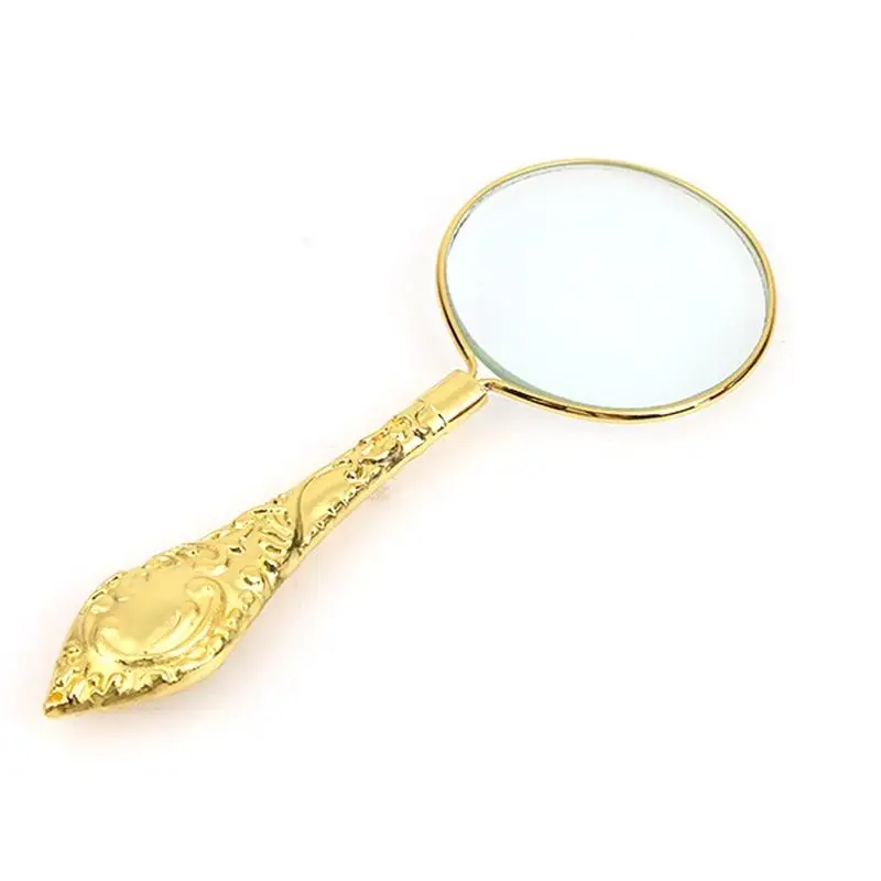 45Mm New European Delicate Pattern Handle Retro Glass Lens High-Grade Embossed Handle Reading Magnifying Glass for Reading Lupas