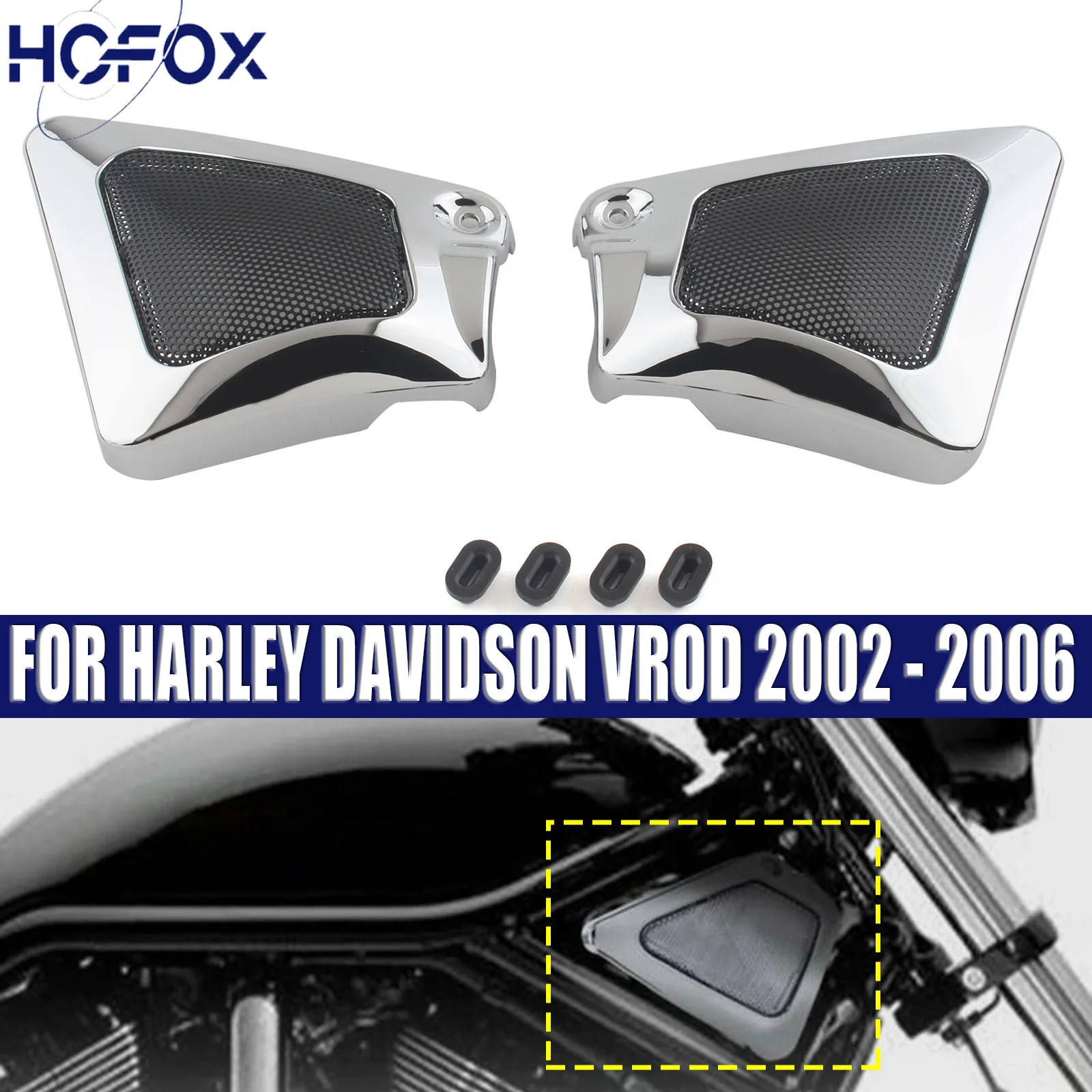 Motor Chrome Black Airbox Frame Neck Side Cover FOR HARLEY DAVIDSON VROD 2002 - 2006