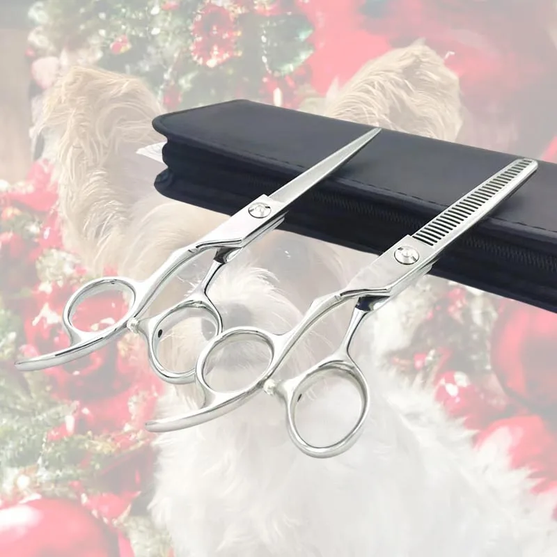 6 inch left handed dog grooming scissor set,left hand straight scissors & thinning scissors