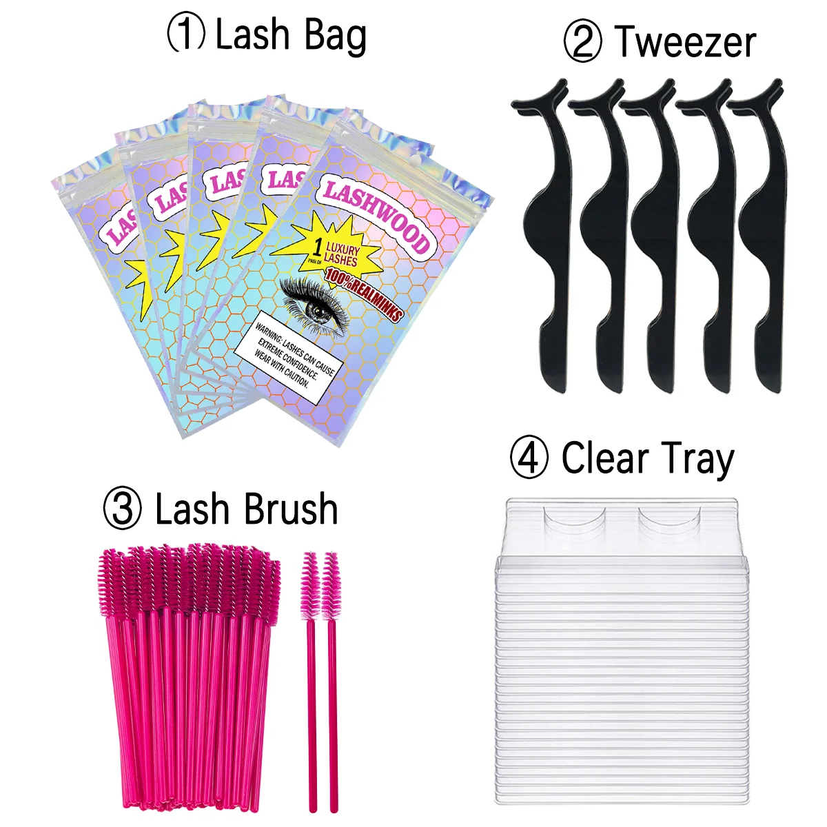 Lashwood Tasche Paket Sets Zip-Lock Lash Verpackung Resealable Wimpern Fall Beutel Kosmetik Box Für Reise Salon Individuelles Logo