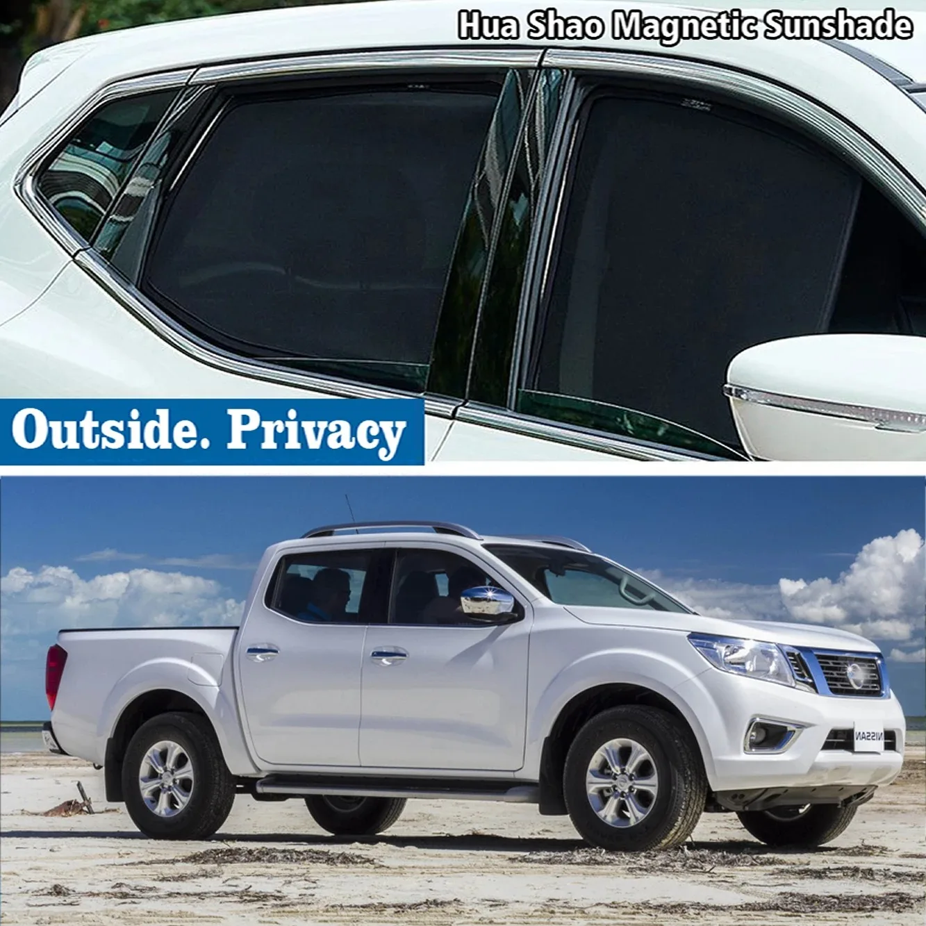 

for Nissan Navara NP300 D23 2015 - 2023 2022 Magnetic Car Sunshade Shield Front Windshield Frame Curtain Sun Shades Accessories