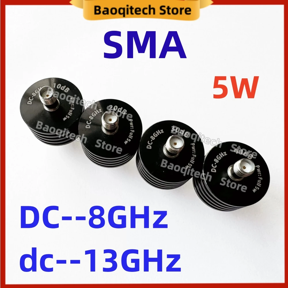 5W SMA coaxial fixed attenuator DC-8G DC-13GHz 1-60dB 1 2 3 5 6 7 8 9 10 11 12 1516 17 18 20/ 23 25 30 40db 50dB 60DB 50ohm