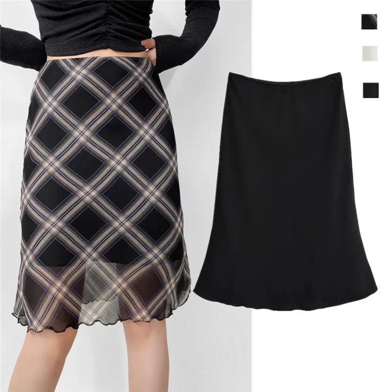 Romantic Lace Trim Fish Tail Skirt Street Style Midi Skirt Low Waist Design Bodycon Fit Sweep Street Trend Pure Desire