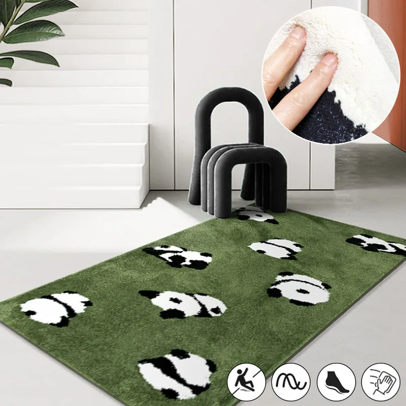 

Simple Cartoon Panda Living Room Non-slip Carpet Light Luxury Bedroom Bedside Cute Soft Rug Modern Office Room Decoration Rugs