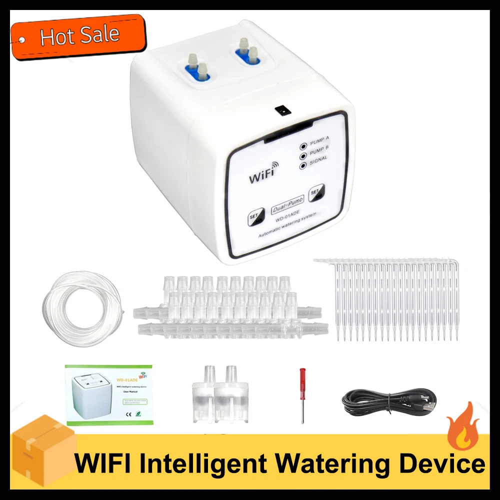 WIFI Intelligent Watering Device Double Pump Timed Automatic Drip Irrigation System Remote APP Controller for Garden Terrace