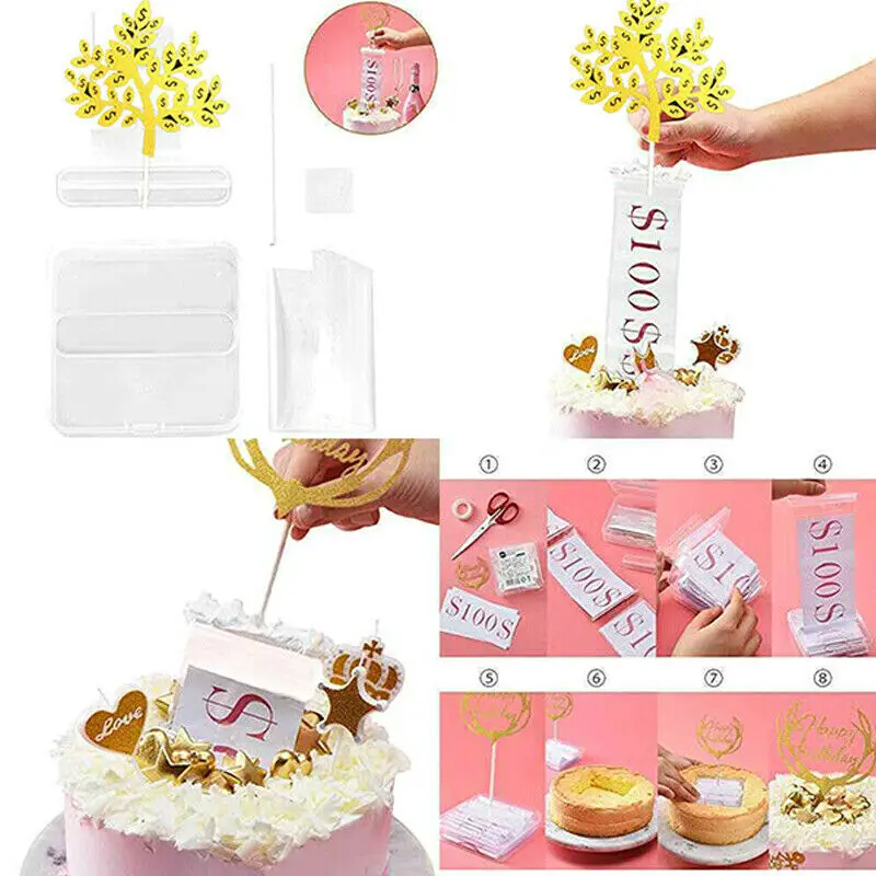 Birthday Cake Box Pulling Money Box Plastic Cake Money Pulling Box Bag Music Candle Lotus Rotating Birthday Candle Light Party