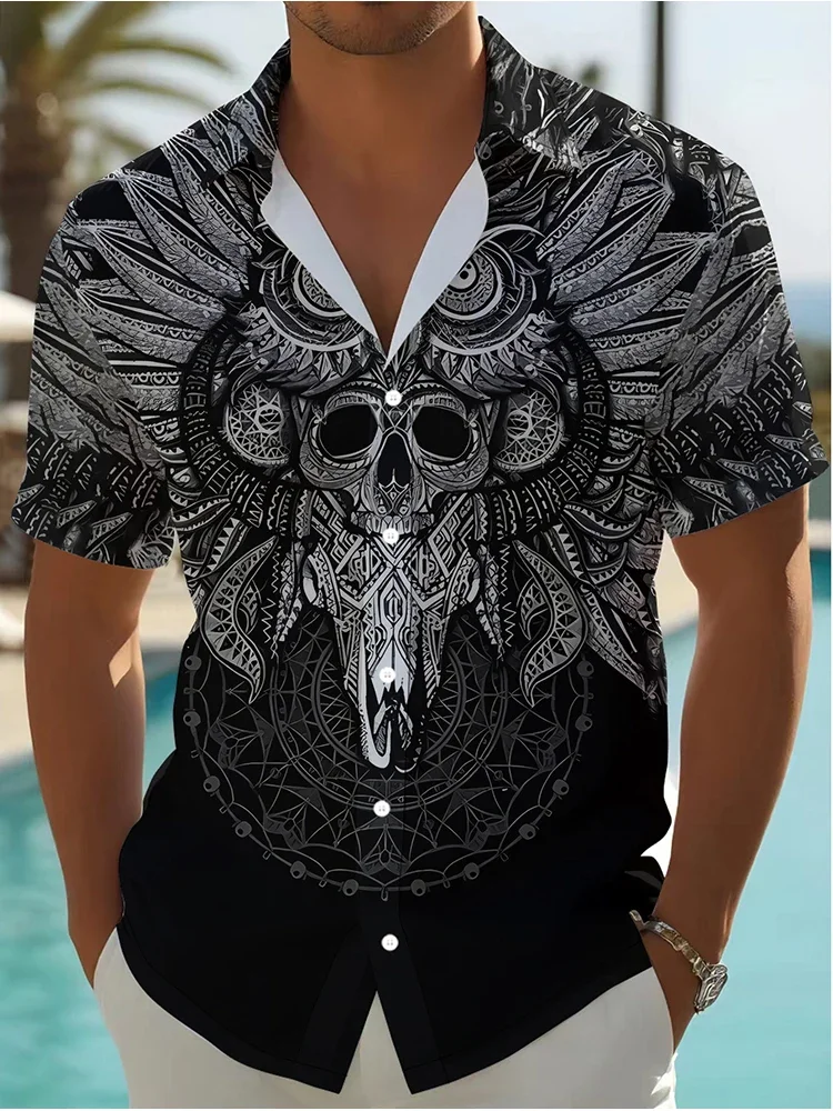 

Street Punk Gothic Style Men's Loose Casual Shirt Summer Comfortable Breathable Short Sleeved Shirt Oversized Shirt Clothing