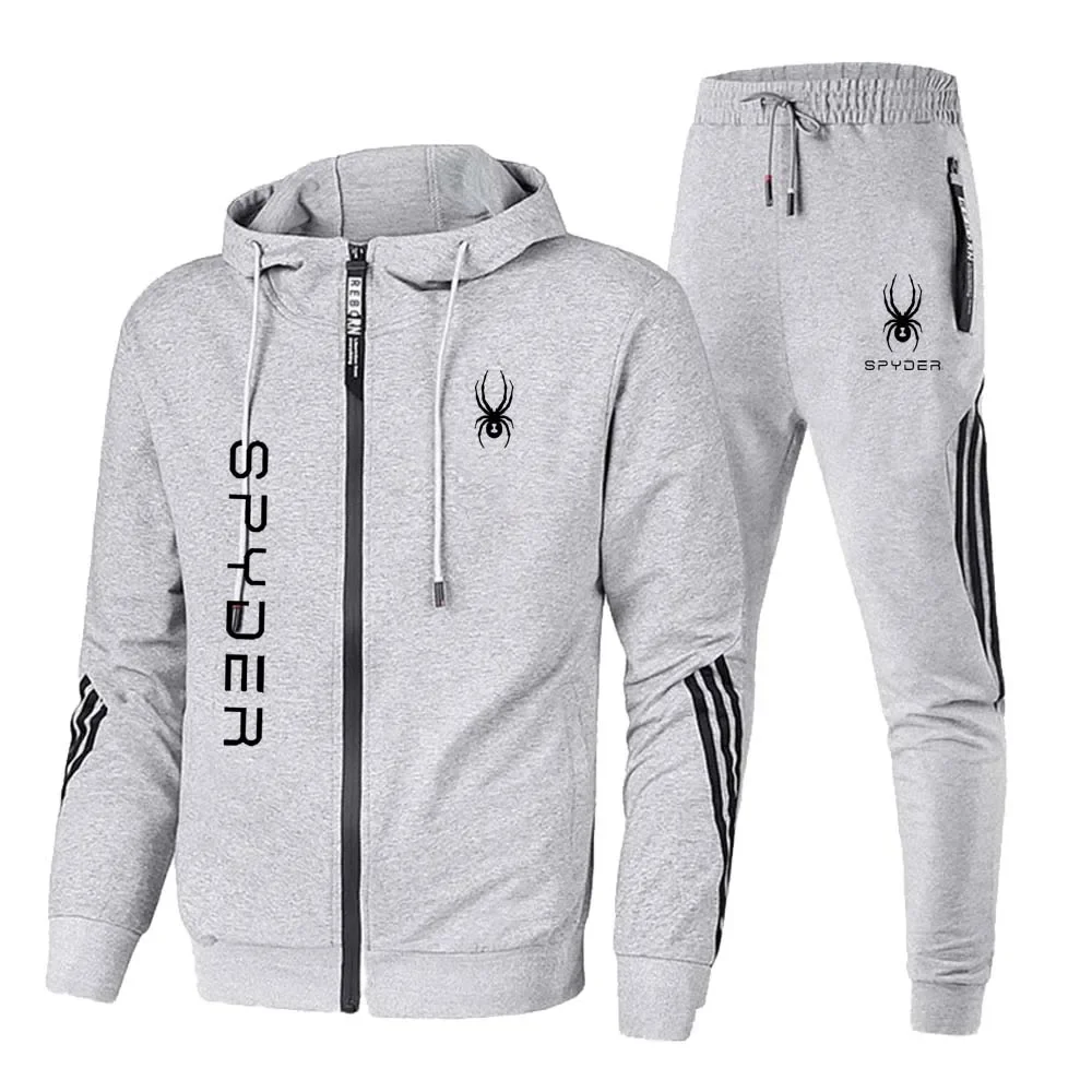 Spring and Autumn men\'s blazer + sweatpants 2 sets, fashionable new street hip hop men\'s leisure suit, jogging fitness hoodie