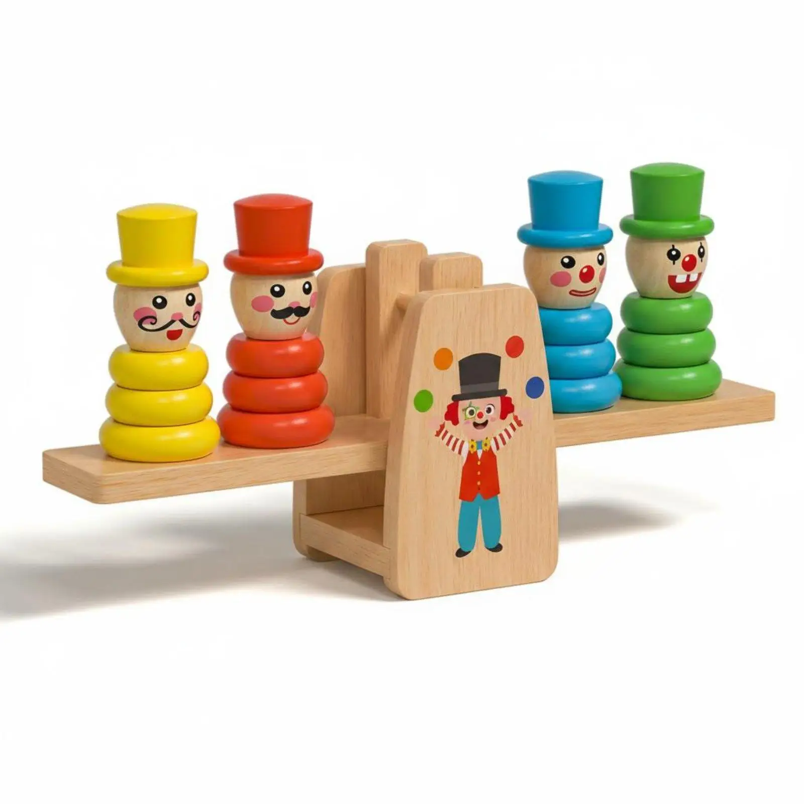 clown-stacking-balance-game-parent-child-interaction-wooden-balance-beam-toy-improves-motor-skills-seesaw-stacking-blocks-for