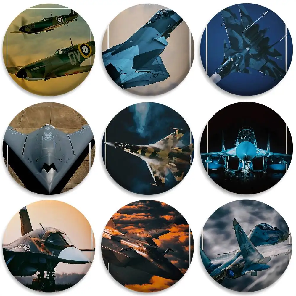 

Russia Modern Fighter Jets Badges Round Exquisite Badge Brooches Creative Pins For Clothes Hat Backpack Gift Accessories
