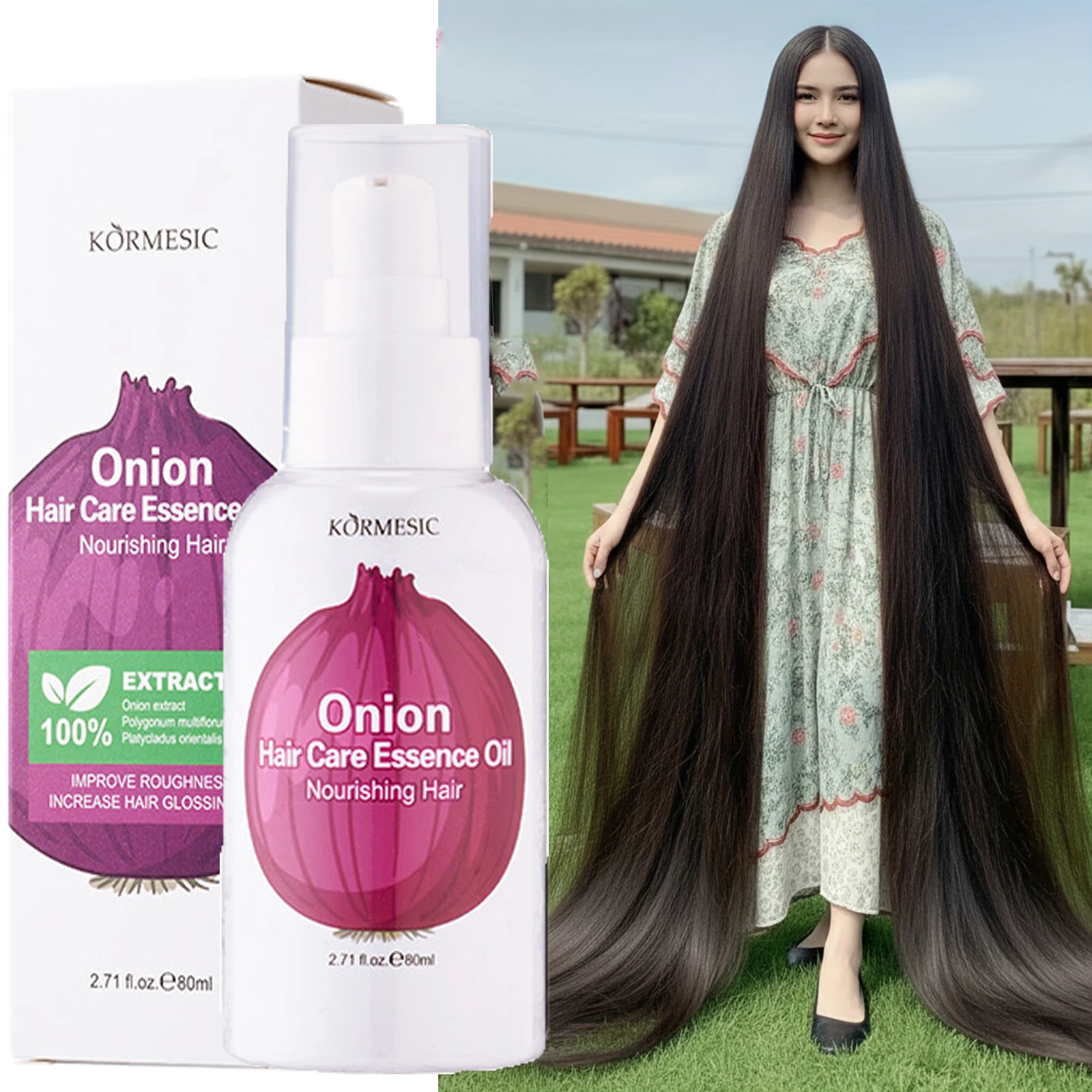 Onion Hair Growth Serum Spray Promotes Hair Growth Oil Repair Hairs Damage Prevent Hair Loss Nourish Scalp Hair Health Care 80ml - Image 2