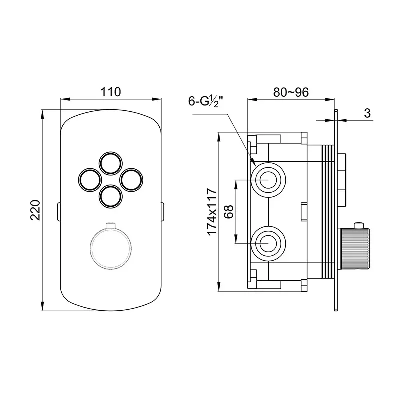 Empolo wall mounted concealed chrome bathroom shower set four function thermostatic shower mixer valve shower system