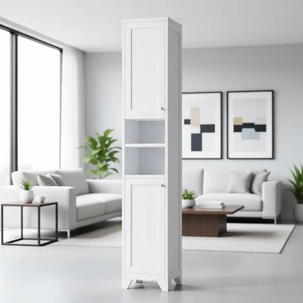 

Узкий металлический шкаф для ванной комнаты высотой 67 дюймов с регулируемыми полками для небольших помещений и различных комнат