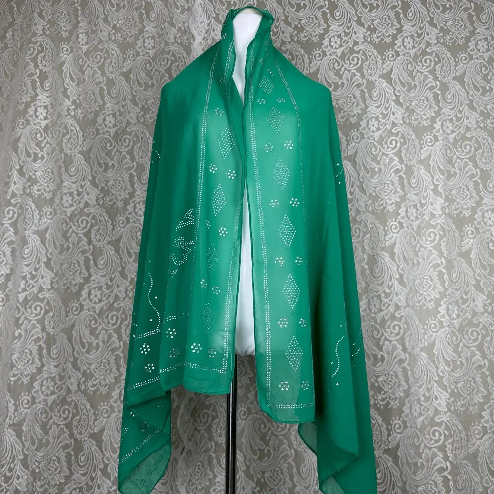 2026 Kleiner 70x180cm Chiffon Neuer Afrikanischer Netz-Hijab-Schal für Muslimische Frauen Afrikanischer Dubai Islam Kopftuch Bestickte Schals – Detail 23