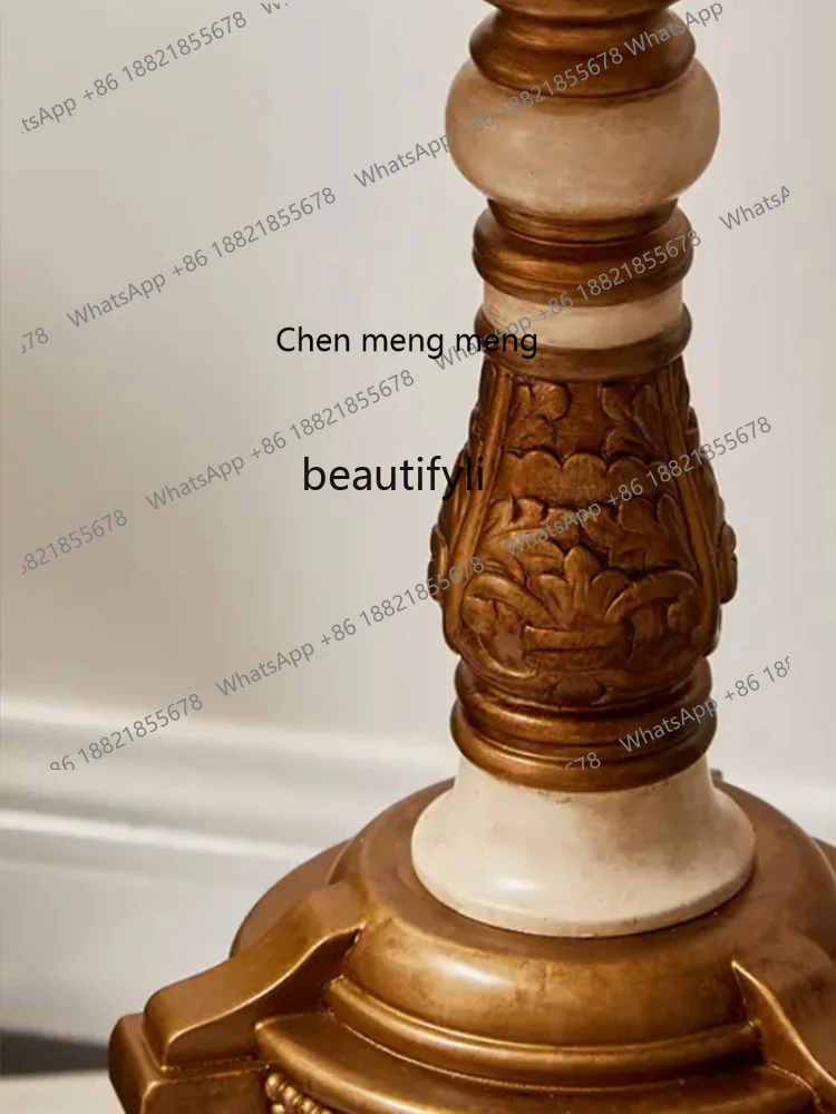 โต๊ะน้ำชาทรงกลมสไตล์วินเทจแบบอเมริกัน โต๊ะกาแฟทรงกลมลายลูกไม้สไตล์คันทรี โต๊ะกาแฟขนาดเล็กหรูหรา