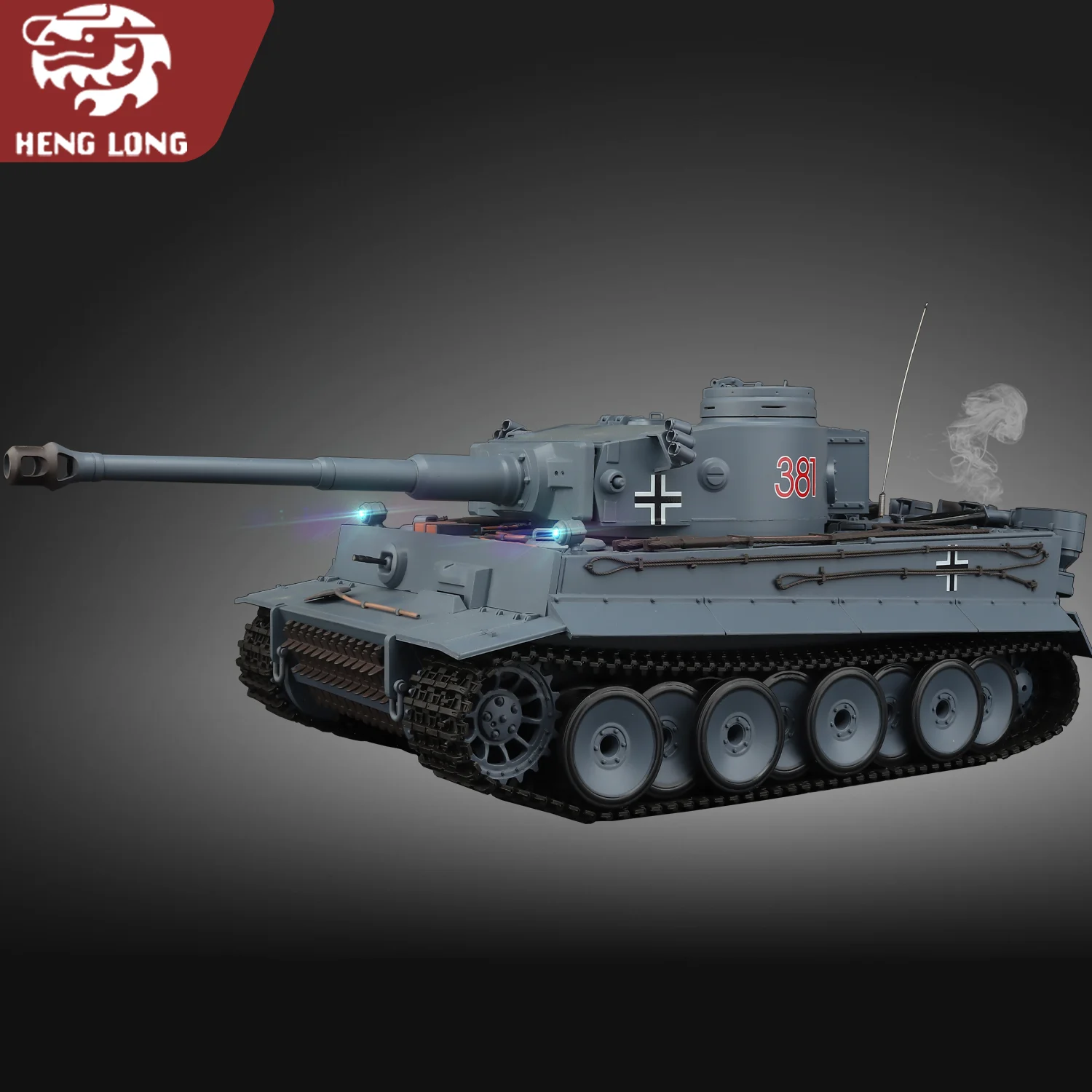 Heng Long RC-Panzer 1/16 Deutsches TigerIMain-Panzermodell (Vollplastik-Basic-Version). & 320 °   Rotierender Turm & TK7.0) Nr.3818