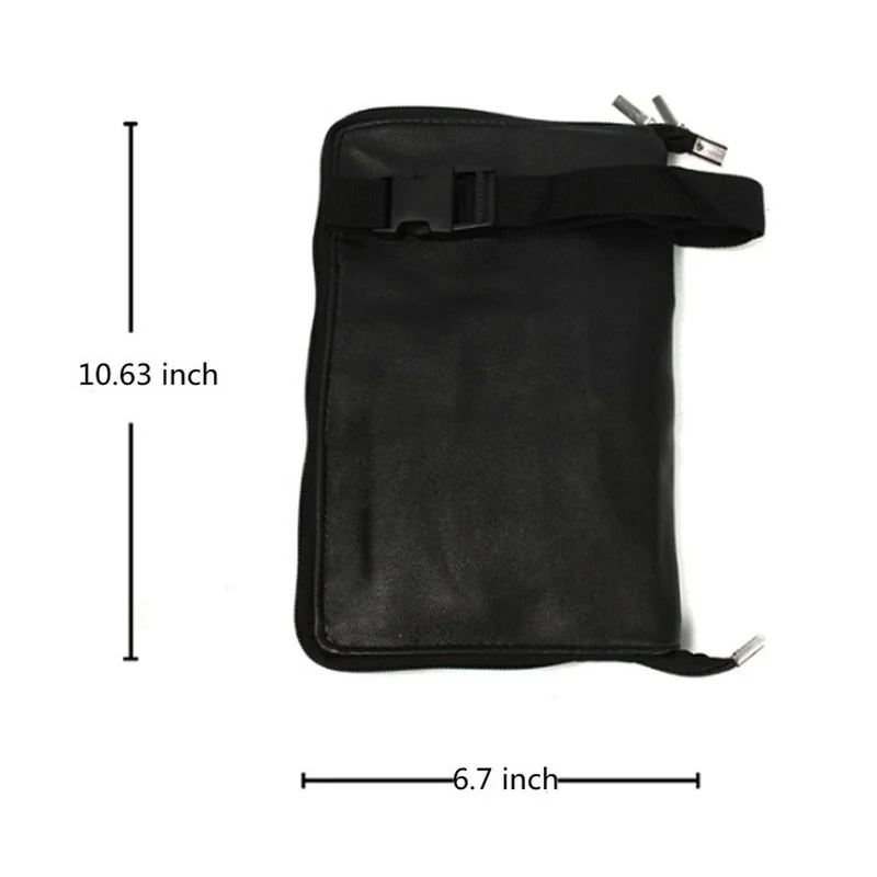 Multi-function Large Capacity Black PU Cosmetic Bag Waist Bag Makeup Brush Bag with Belt for Professional Makeup Artist