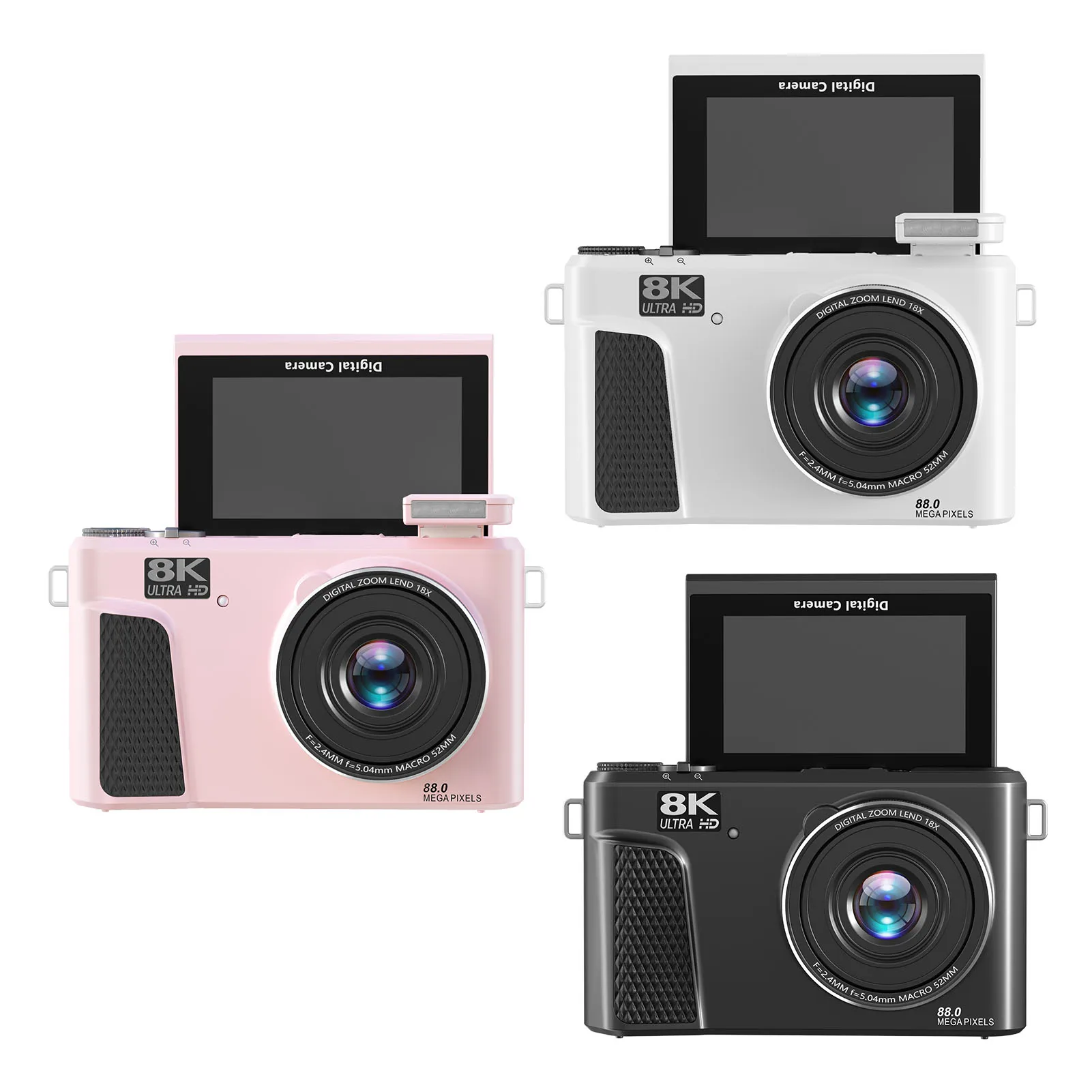كاميرا رقمية 8K 88MP 18x Zoom ضبط تلقائي للصورة WiFi كاميرا سفر مع شاشة 3 بوصة قابلة للطي مرشحات متعددة ملء الضوء للبث المباشر #2