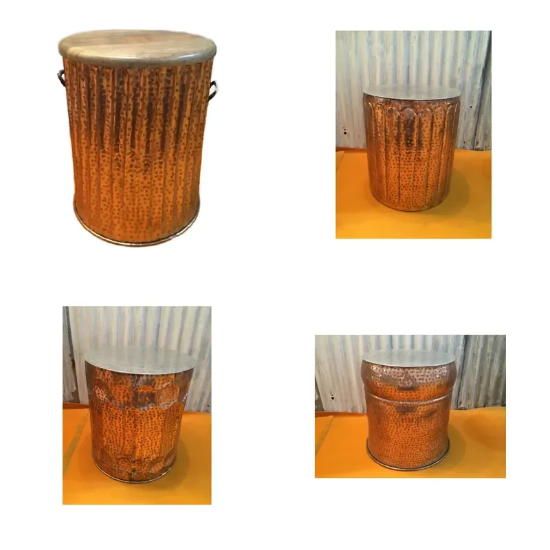 for Modern Iron Metal Drum Stool with Complex Handle Living Room Furniture for Home Decoration