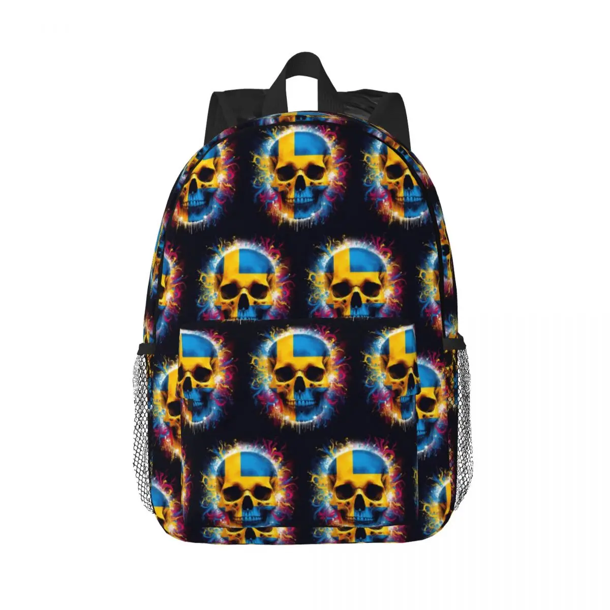 

Swedish Flag Skull Backpack Hot Sale Daypack Large Capacity Boys Girls BookBag Shoulder Bags for Men Women Children School Bag