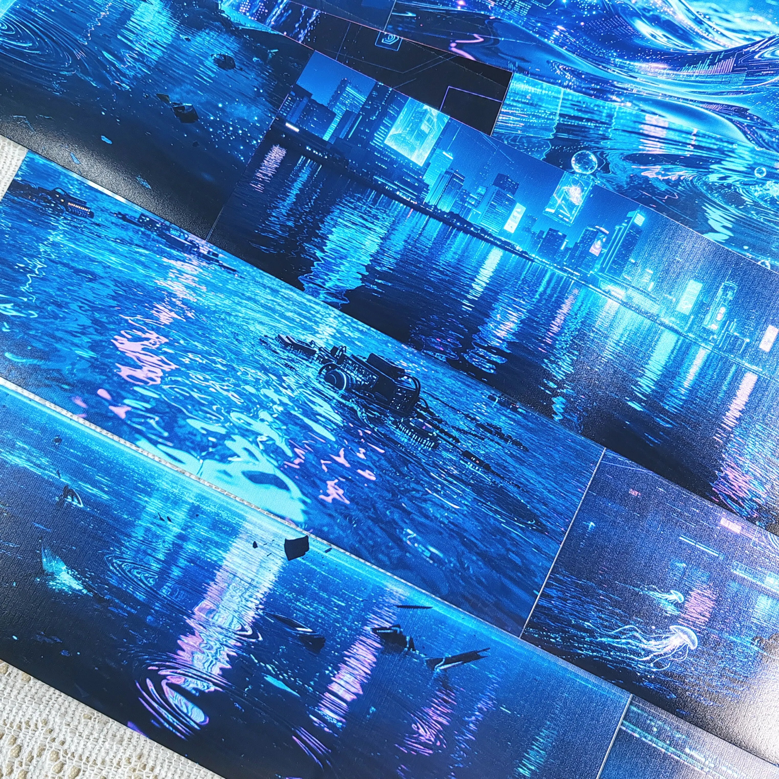 DIY Cyberpunk Water Surface Background Washi Tape, Scenery Journaling Sticker for Scrapbooking Collage Decor