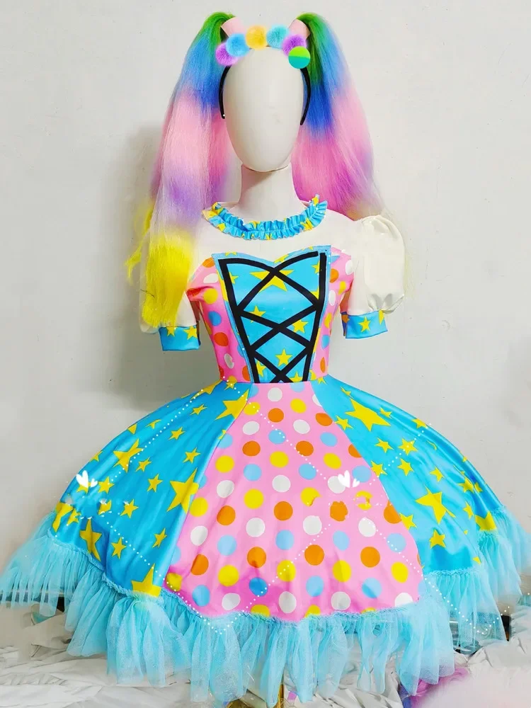 Women Clown Cosplay Costume Holiday Amusement Park Performance Clothing Dancer Singer Bubble Dress Stage Wear Festival Outfit