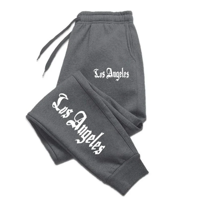 Los Angeles City Print Fashion Harajuku Versatile Solid Color Daily Outdoor Running Fitness Casual Comfortable Men Sports Pants