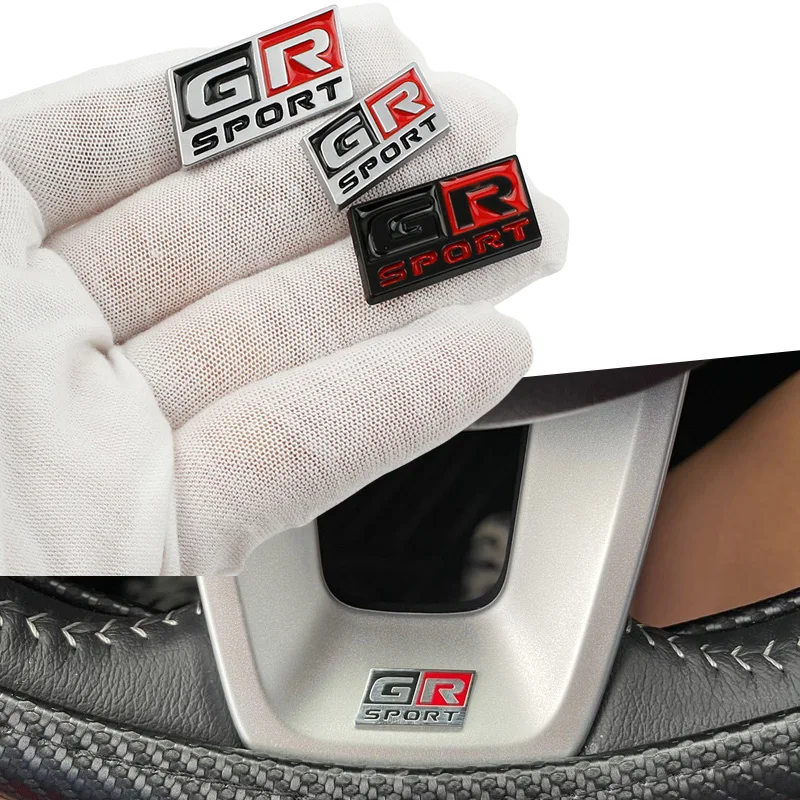 Car 3D Metal GR Sport Logo Steering Wheel Center Panel Badge Emblem Decals Sticker For Toyota 86 Yaris Corolla CHR Prado Prius
