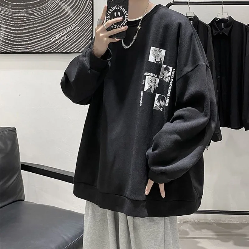 봄과 가을 새로운 트렌디한 루즈 후드티 봄과 가을 다용도 편안하고 정교한 라운드 넥 캐주얼 의류