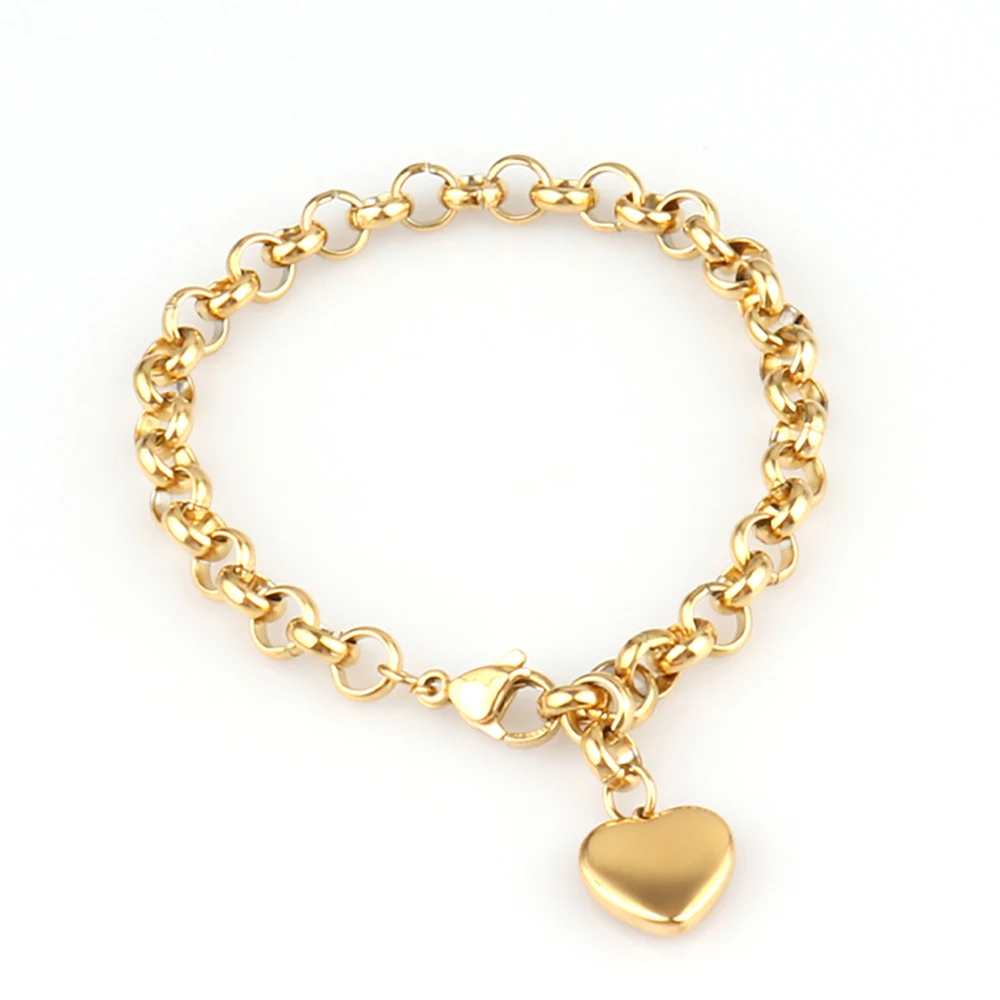 316L Stainless Steel Heart Bracelet For Women Fashion   Heart Pendant Chain Bracelets Jewelry Gift