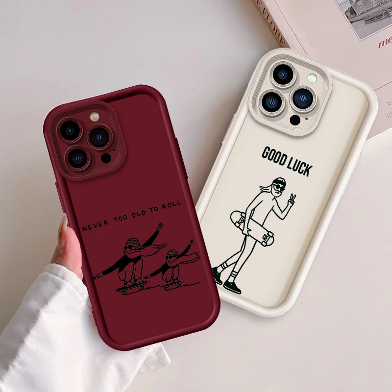 

Cartoon Graffiti Skateboard For Apple iPhone 15 14 13 12 Pro Max Mini 11 XS X XR 8 7 6 Plus Eye Ladder Cover Capa Fundas